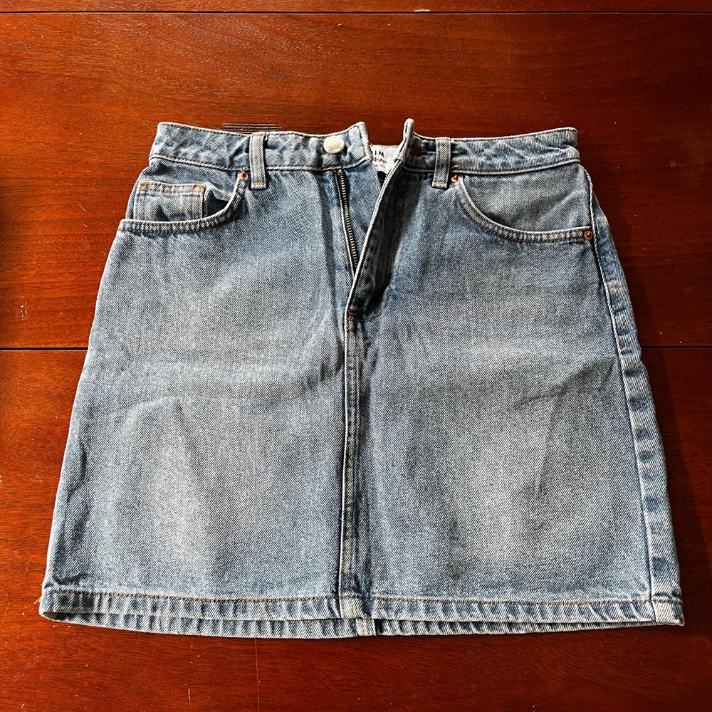 Miss Selfridge Light Denim High Waist Mini Skirt | Size 2
